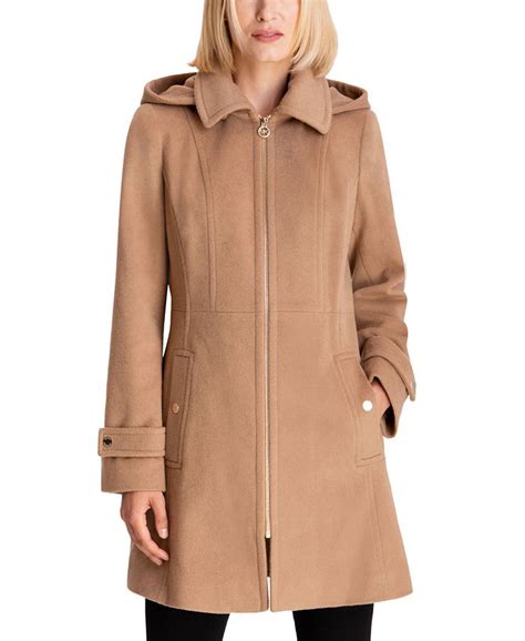 michael michael kors women's hooded notched-collar coat|michael kors puffer coat.